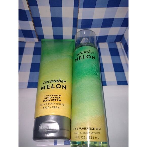 Cucumber Melon Bath and Body Works Mist and Body Cream Set NEW - Picture 3 of 4
